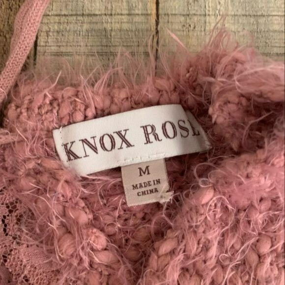 Knox rose women soft eyelash knit long sleeve sweater with lace back detail -M - Picture 4 of 11